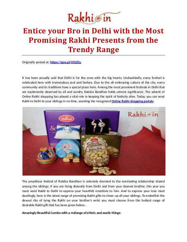 Premium Assortment of Rakhis and Gifts at Rakhi.in Entice your Bro in Delhi with the Most Promising