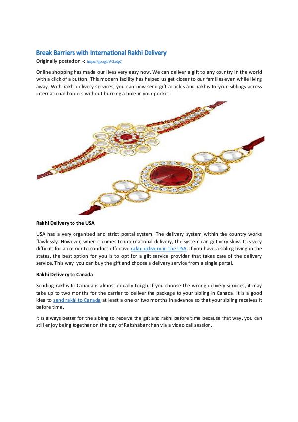 World Wide Rakhi Break Barriers with International Rakhi Delivery