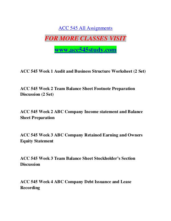 ACC 545 STUDY Start With a Dream /acc545study.com ACC 545 STUDY Start With a Dream /acc545study.com