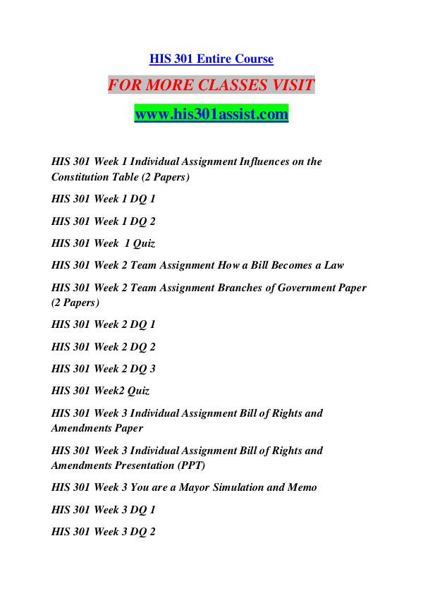 HIS 301 ASSIST Keep Learning /his301assist.com HIS 301 ASSIST Keep Learning /his301assist.com