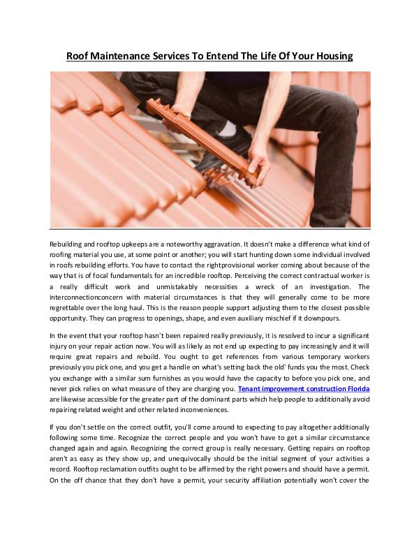 Roof Maintenance Services