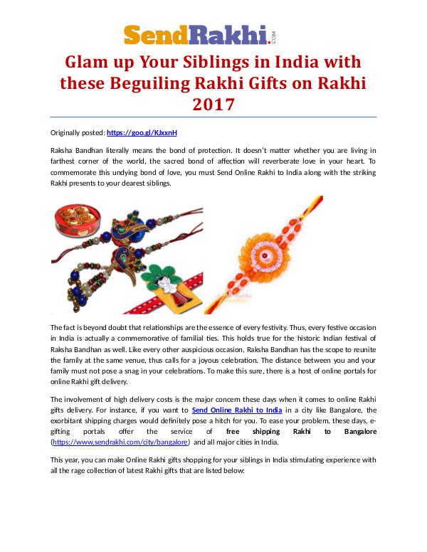 Online Rakhi shopping store Glam up Your Siblings in India with these Beguilin