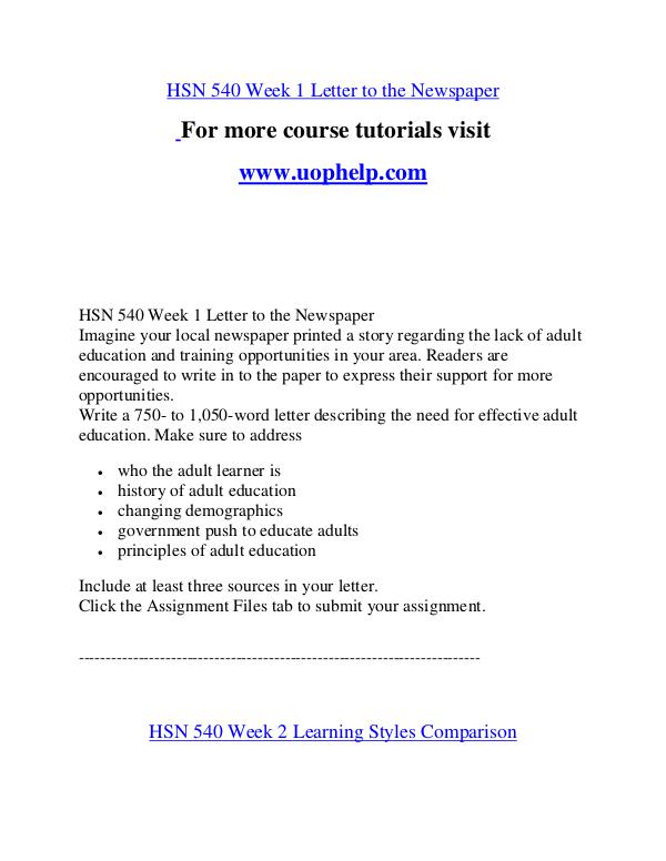 HSN 540 Help A Clearer path to student success/uophelp.com HSN 540 Help A Clearer path to student success/uop