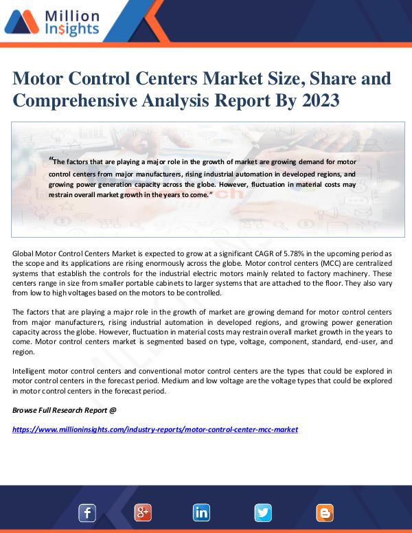 Motor Control Centers Market Size, Share and Compr