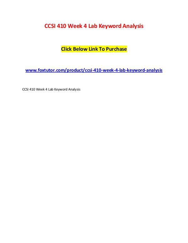 CCSI 410 Week 4 Lab Keyword Analysis CCSI 410 Week 4 Lab Keyword Analysis