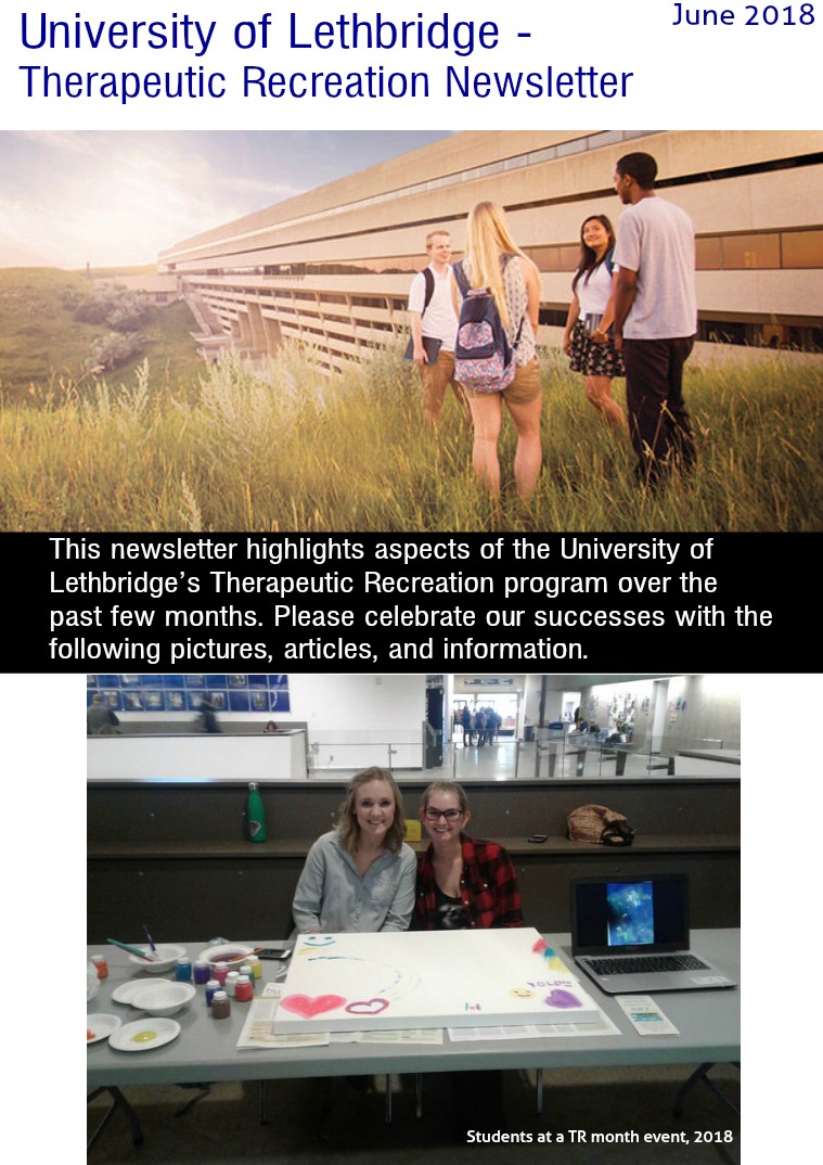 University of Lethbridge - Therapeutic Recreation Newsletter 1