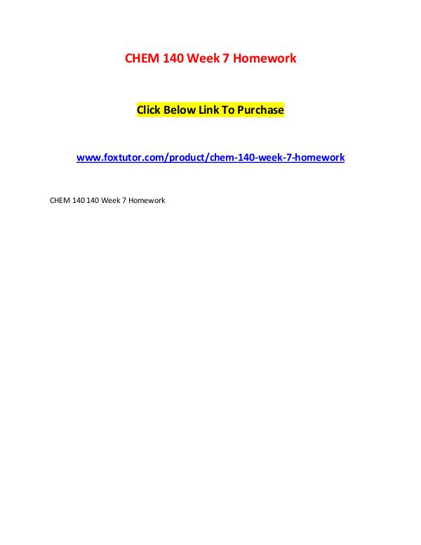 CHEM 140 Week 7 Homework CHEM 140 Week 7 Homework