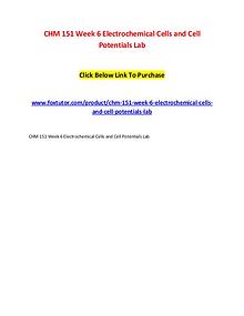 CHM 151 Week 6 Electrochemical Cells and Cell Potentials Lab