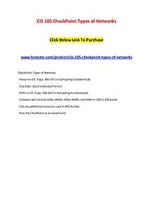 CIS 105 CheckPoint Types of Networks