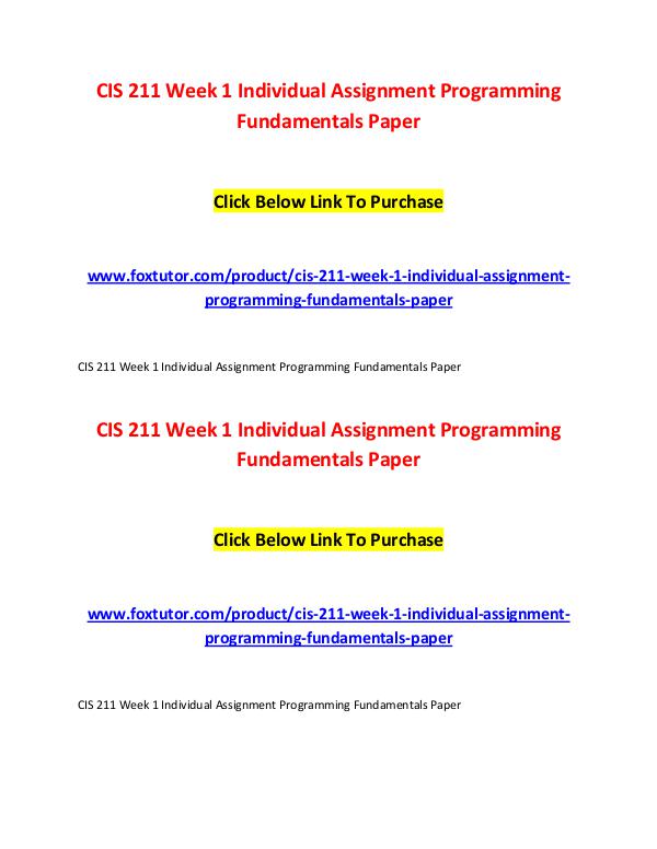 CIS 211 All Assignments CIS 211 All Assignments