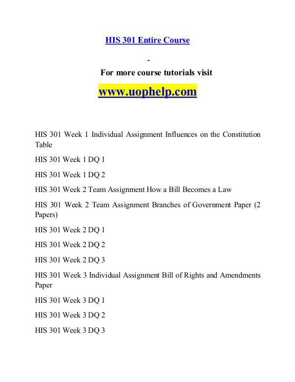 HIS 301 help Minds Online/uophelp.com HIS 301 help Minds Online/uophelp.com