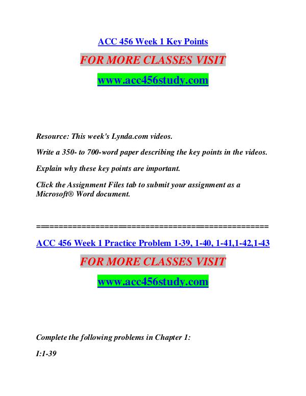 ACC 456 STUDY Extraordinary Success/acc456study.com ACC 456 STUDY Extraordinary Success/acc456study.