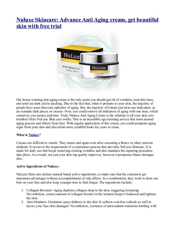 Nuluxe Skincare: Advance Anti Aging cream, get beautiful skin with fr Nuluxe Skincare-Advance Anti Aging cream, get beau