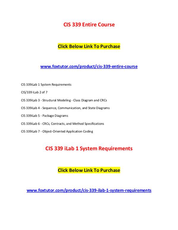 CIS 339 All Assignments CIS 339 All Assignments