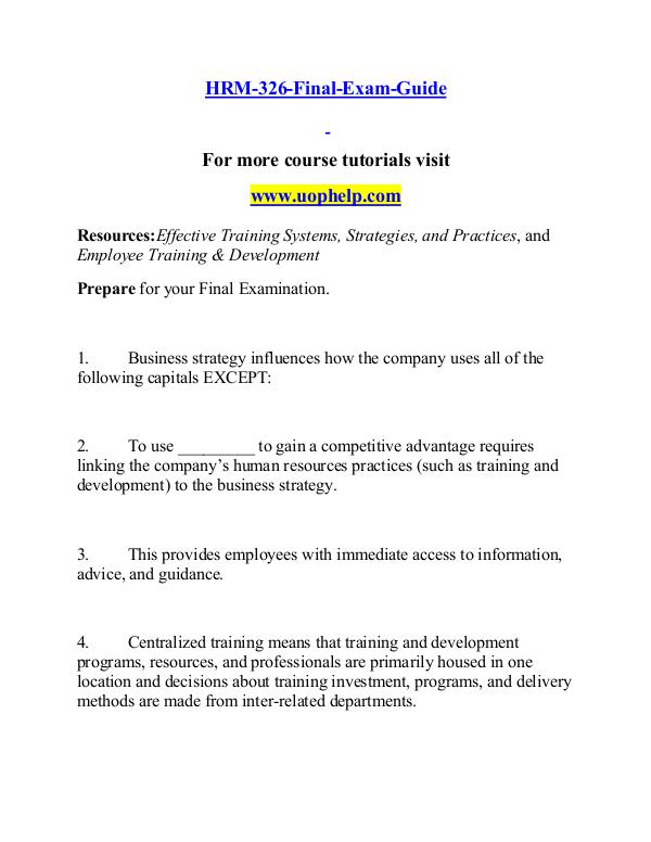 HRM 326 help Minds Online/uophelp.com HRM 326 help Minds Online/uophelp.com