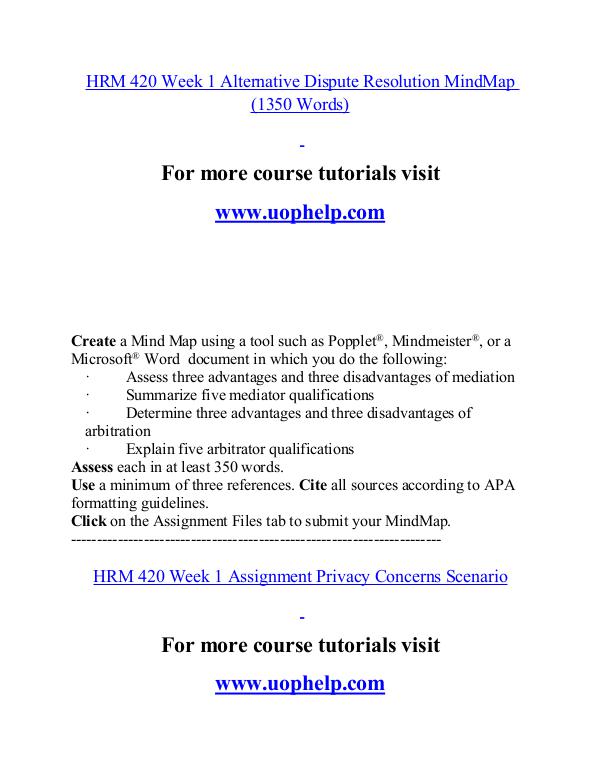 HRM 420 help Minds Online/uophelp.com HRM 420 help Minds Online/uophelp.com