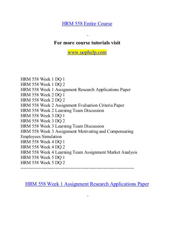 HRM 558 help Minds Online/uophelp.com HRM 558 help Minds Online/uophelp.com