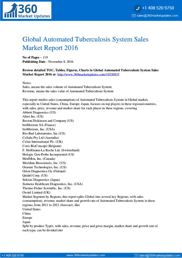 Global 3D Bioprinting Equipment Market Professional Survey Report 201 Automated-Tuberculosis-System-Sales-Market-Report-