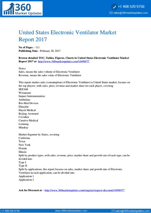 Global 3D Bioprinting Equipment Market Professional Survey Report 201 Electronic-Ventilator-Market-Report-2017