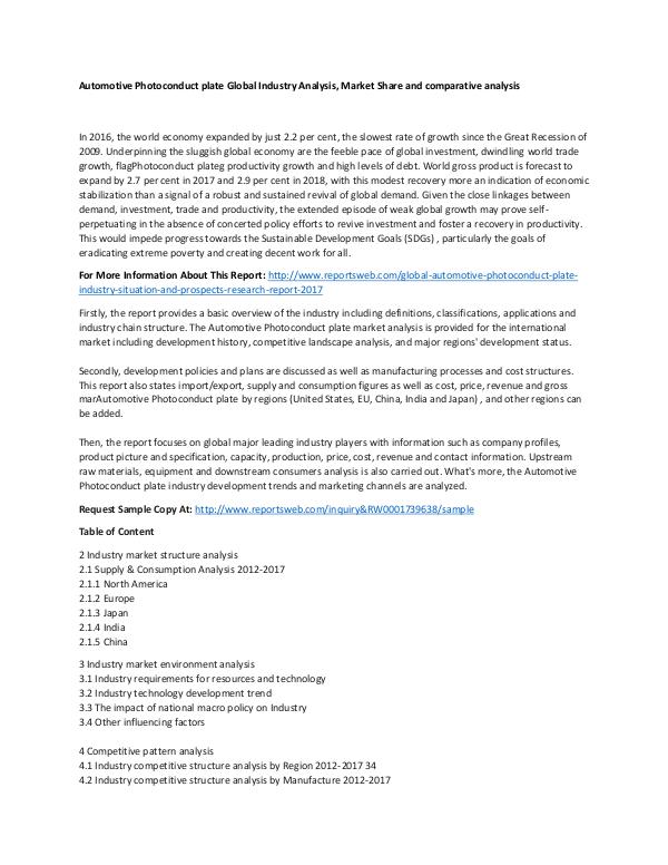 Global Automotive Photoconduct plate Industry Situ