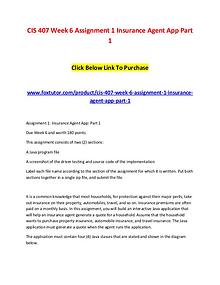 CIS 407 Week 6 Assignment 1 Insurance Agent App Part 1