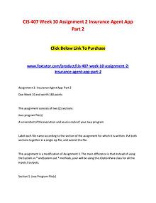 CIS 407 Week 10 Assignment 2 Insurance Agent App Part 2