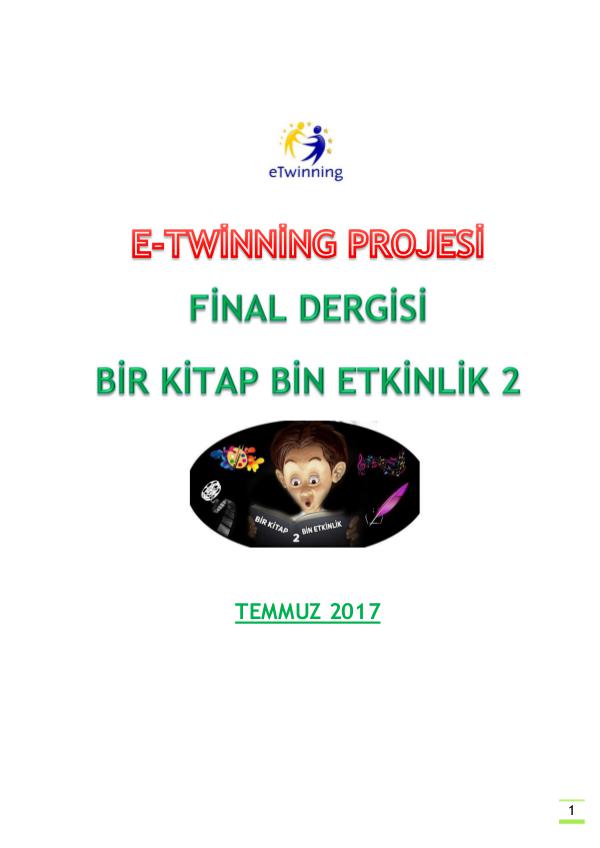 Bir Kitap Bin Etkinlik 2 Final Dergisi/Etwinning project