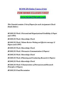 BCOM 231 RANK Extraordinary Success/bcom231rank.com