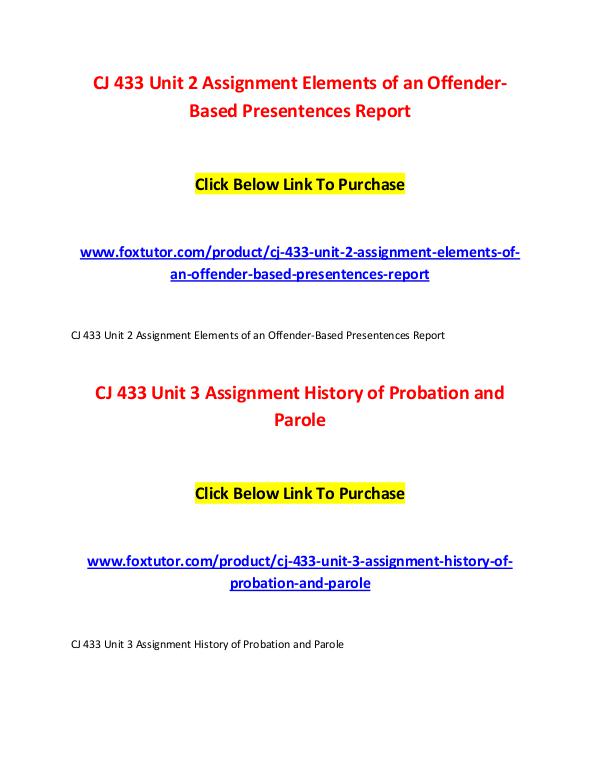 CJ 433 All Assignments CJ 433 All Assignments