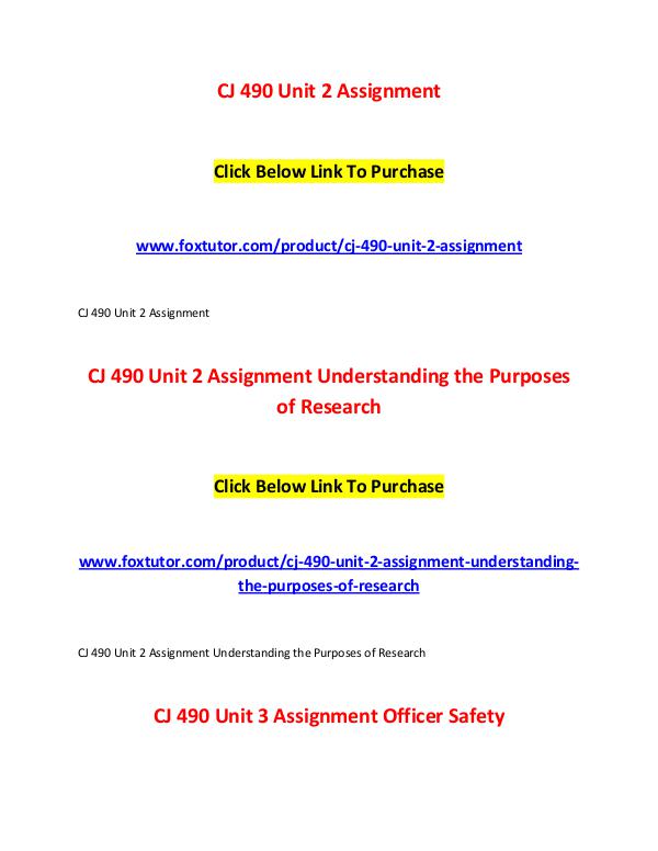 CJ 490 All Assignments CJ 490 All Assignments