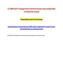 CJ 499 Unit 5 Assignment Current Issues and Leadership in Criminal Ju