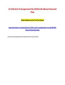 CJ 516 Unit 4 Assignment No Child Left Alone Financial Plan