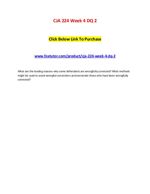 CJA 224 Week 4 DQ 2 CJA 224 Week 4 DQ 2