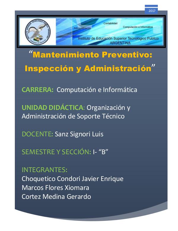 Administración e inspección de un MP MP y Administración informatico