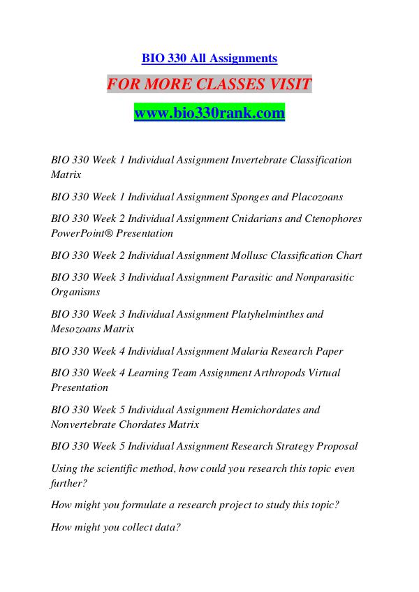 BIO 330 RANK Extraordinary Success /bio330rank.com BIO 330 RANK Extraordinary Success /bio330rank.com