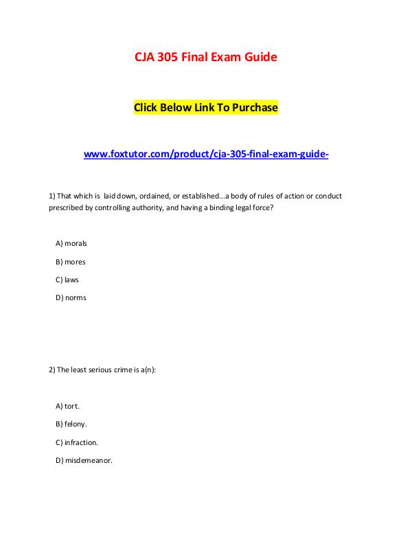 CJA 305 Final Exam Guide CJA 305 Final Exam Guide