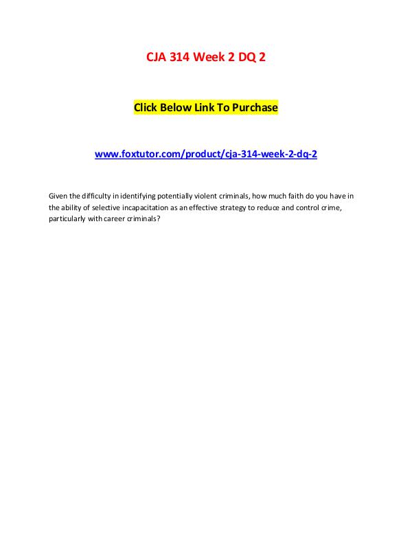 CJA 314 Week 2 DQ 2 CJA 314 Week 2 DQ 2