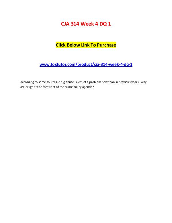 CJA 314 Week 4 DQ 1 CJA 314 Week 4 DQ 1