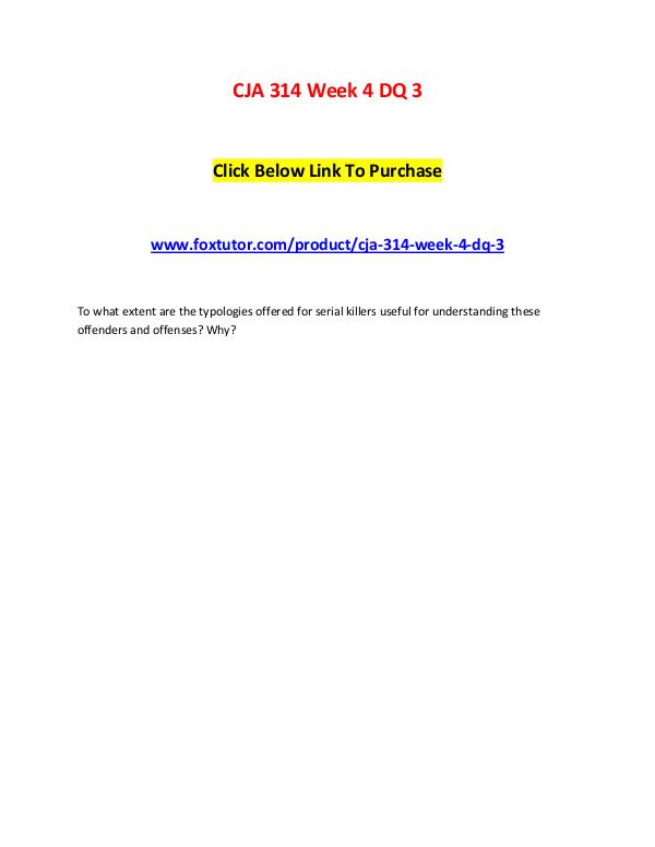 CJA 314 Week 4 DQ 3 CJA 314 Week 4 DQ 3