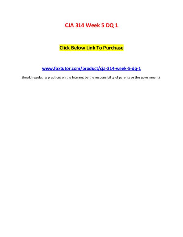 CJA 314 Week 5 DQ 1 CJA 314 Week 5 DQ 1