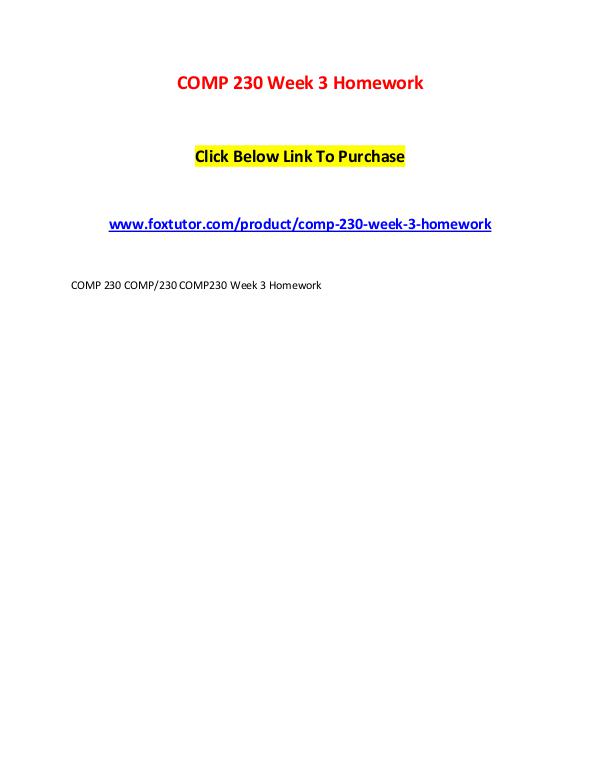 COMP 230 Week 3 Homework COMP 230 Week 3 Homework