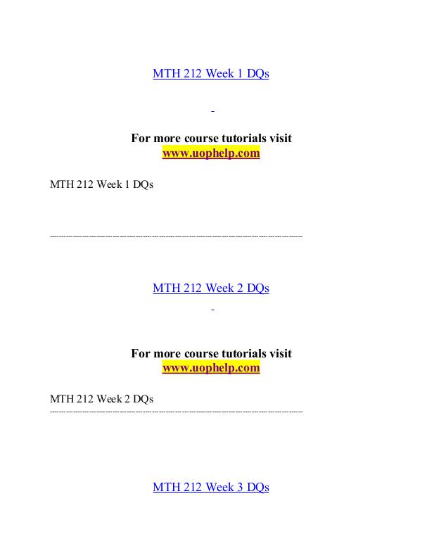 MTH 212 help Successful Learning/uophelp.com MTH 212 help Successful Learning/uophelp.com