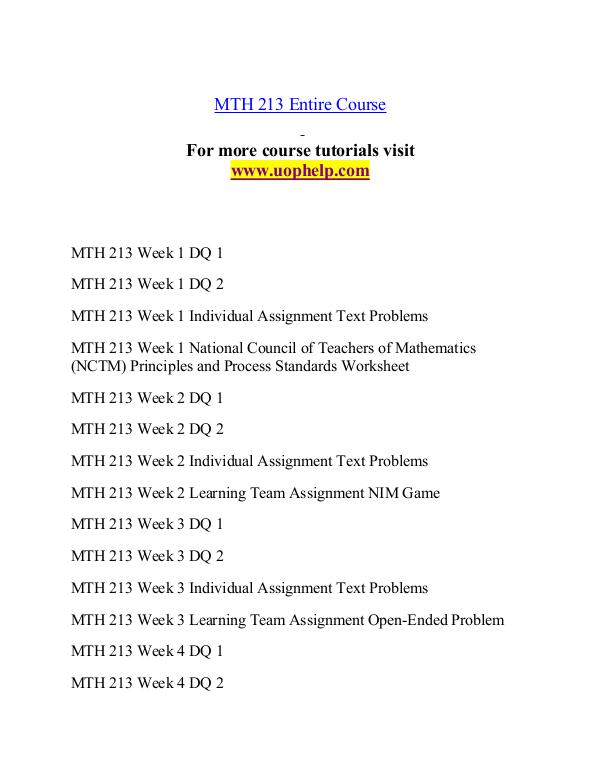 MTH 213 help Successful Learning/uophelp.com MTH 213 help Successful Learning/uophelp.com