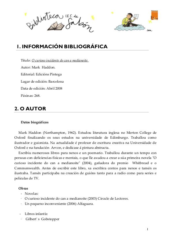 Ficha: O curioso incidente do can a medianoite FICHA_ELCURIOSOINCIDENTEPERROMEDIANOCHE