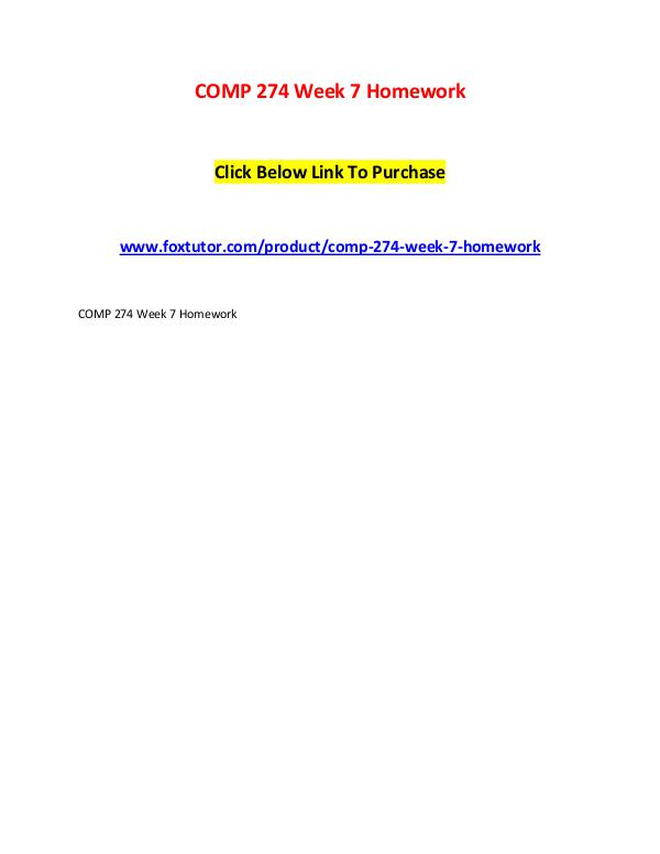 COMP 274 Week 7 Homework COMP 274 Week 7 Homework