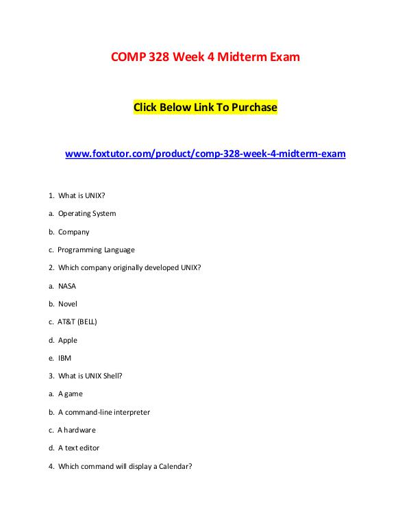 COMP 328 Week 4 Midterm Exam COMP 328 Week 4 Midterm Exam