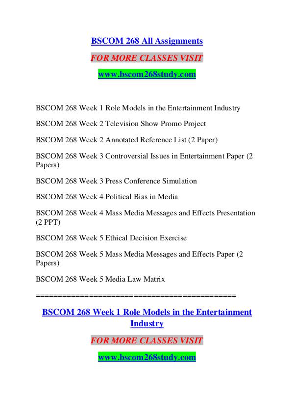 BSCOM 268 STUDY Extraordinary Success /bscom268study.com BSCOM 268 STUDY Extraordinary Success /bscom268stu