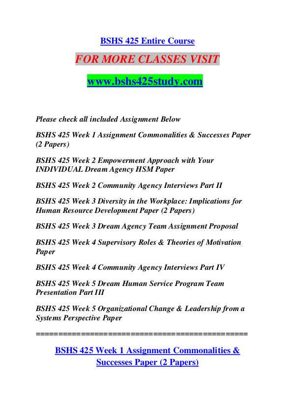 BSHS 425 STUDY Extraordinary Success /bshs425study.com BSHS 425 STUDY Extraordinary Success /bshs425study