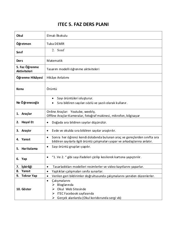 ders planı 5.faz-2.siniflar-matematik