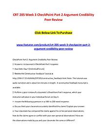 CRT 205 Week 3 CheckPoint Part 2 Argument Credibility Peer Review